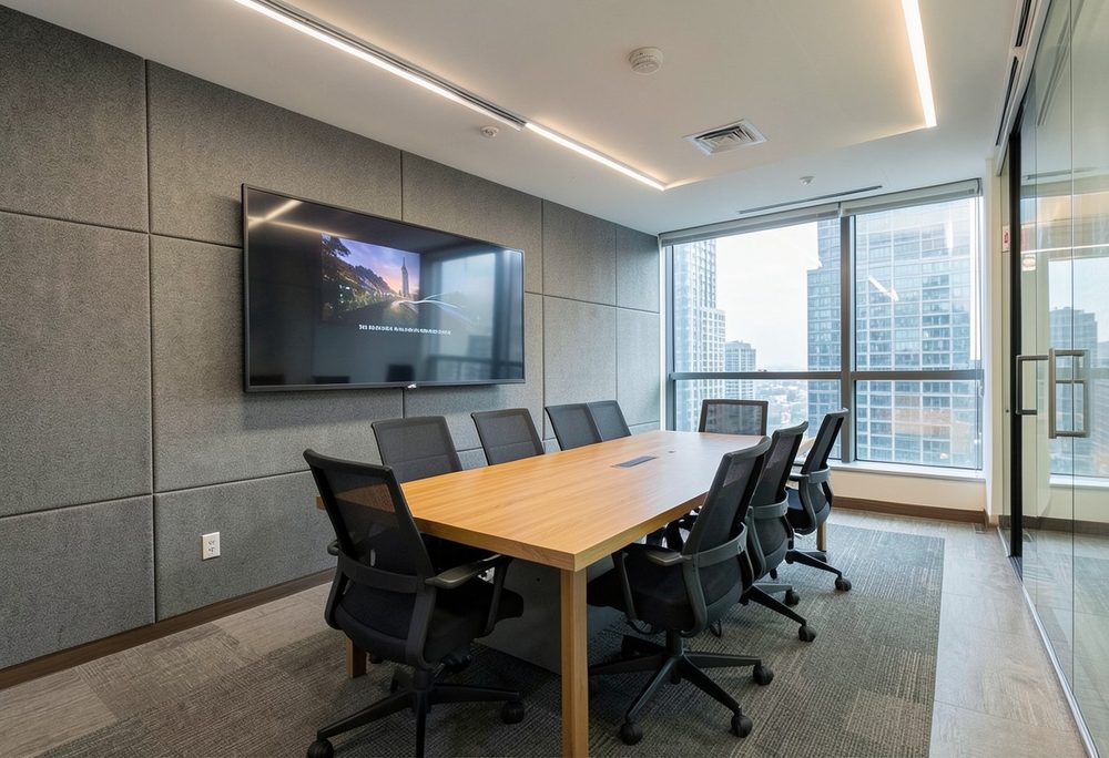 Office building conference room speech privacy project in Newark, NJ